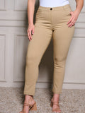 PLUS SIZE BUTTON CLOSURE POCKETS SKINNY LEG PANTS