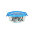 Bonita Home Round Glass Container 5x2in Blue Lid
