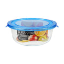 Bonita Home Round Glass Container 6.75x2.75in Blue Lid