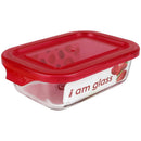 Bonita Home Rectangle Glass Container with Red Lid - 35.2oz
