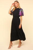 MULTI COLOR FLORAL SEQUINS MAXI DRESS