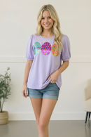 Turn Heads Lilac Sequin Easter Egg Terry Top (Open Pack)