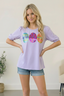 Turn Heads Lilac Sequin Easter Egg Terry Top (Open Pack)