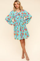 PLUS FRONT RIBBON BOW TIE MINI DRESS W/ POCKETS