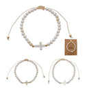 Adjustable Pearl Cross Bracelet 2180 (12 units)