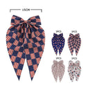 American Flag Print Long Tail Hair Bow 1028 (12 units)