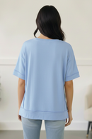 Look My Way Denim Hi-Lo French Terry Outseam Pullover (Open Pack)