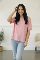 Look My Way Blush Hi-Lo French Terry Outseam Pullover (Open Pack)
