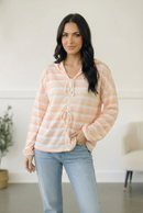 Embrace Joy Beige & Ivory Collar Stripe Bow Tie Terry Top (Open Pack)