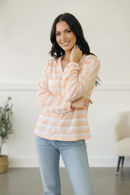 Embrace Joy Beige & Ivory Collar Stripe Bow Tie Terry Top (Open Pack)