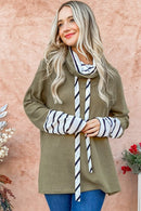 Olive Thermal Cowl Neck Stripe Sweater