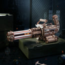 Mechanical 3D Wooden Puzzle | Rotating-Barrel Machine Gun w/ LED Lights