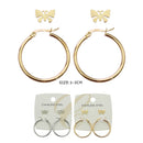 Butterfly Hoop Earrings Set 0095GS (12 units)