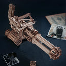 Mechanical 3D Wooden Puzzle | Rotating-Barrel Machine Gun w/ LED Lights