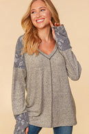 CAMO BANDED TWO TONE HACCI COLOR BLOCK TOP