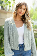 SCALLOP PATTERN RIBBON BOW SWEATER CARDIGAN (Open Pack)