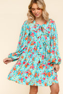 PLUS FRONT RIBBON BOW TIE MINI DRESS W/ POCKETS