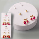 Cherry Bead Stud Earring Set 38653 (12 units)