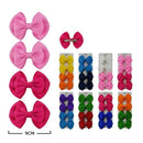 Classic Double Bow 4PC Hair Clips Set 10018R (12 units)