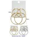 Classic Stainless Steel Hoop Earrings Set 2126 (12 units)