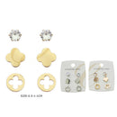 Clover & Crystal Stud Earrings Set 0120GS (12 units)