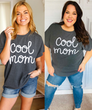 Take A Bow Charcoal "Cool Mom" Embroidery Pop-Up Rib Dolman Top (Open Pack)