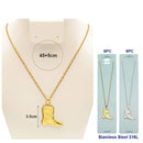 Cowboy Boot Pendant Necklace – Stainless Steel 316L Western Charm 2729 (12 units)