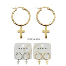 Cross Charm Hoop Earrings 0103GS (12 units)