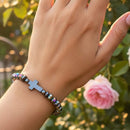 Cross Crystal Beaded Stretch Bracelet 1401 (12 units)