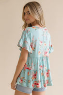 PLUS FRILL HEM BABYDOLL SWING  FLORAL  KNIT TOP