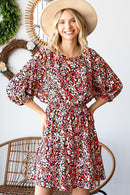 Black Floral Print Dress