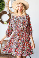 Black Floral Print Dress