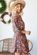 Black Floral Print Dress