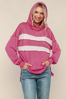 Plus Berry Hoodie Pullover Top W/Kangaroo Pocket