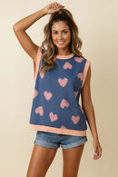 PLUS HEART DOLMAN SHORT SLEEVE FRENCH TERRY TOP