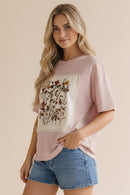 DROP SHOULDER OVERSIZED FLORAL PATCHWORK TOP