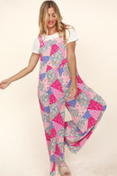 PLUS SWIDE LEG OVERALLS WITH SIDE POCKETS JUMPSUIT