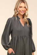 PLUS ASH BABYDOLL WOVEN MAXI DRESS WITH SIDE POCKETS