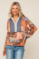Boho Patchwork Top W/Hoodie