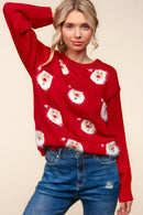 SANTA CLAUS SPARKLE BRUSHED SWEATER KNIT TOP