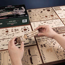 Mechanical 3D Wooden Puzzle | Rotating-Barrel Machine Gun w/ LED Lights