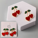 Enamel Heart Cherry Post Earring 38710 (12 units)