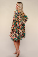 Teal Collared Babydoll Dress W/Ruffle Hem