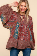 BABYDOLL OVERSIZED BOHO VINTAGE PRINT TOP