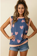 PLUS HEART DOLMAN SHORT SLEEVE FRENCH TERRY TOP