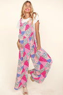 PLUS SWIDE LEG OVERALLS WITH SIDE POCKETS JUMPSUIT