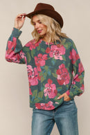 HUNTER GREEN  LOOSE FIT BRUSHED HACCI SOFT SWEATER TOP