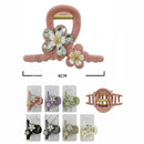 Floral Rhinestone Hair Claw Clip 11451M (12 units)