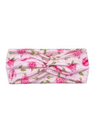 Pink Floral Valentine Stretchy Twist Knit Headband (Open Pack)