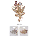 Flower Rhinestone Brooch 0157GS (12 units)